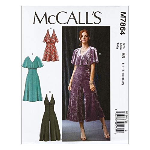 McCall's Patterns M7864 Damen/Miss Petite Kleider und Jumpsuits E5 (Größen 42-50), mehrfarbig von McCall's Patterns