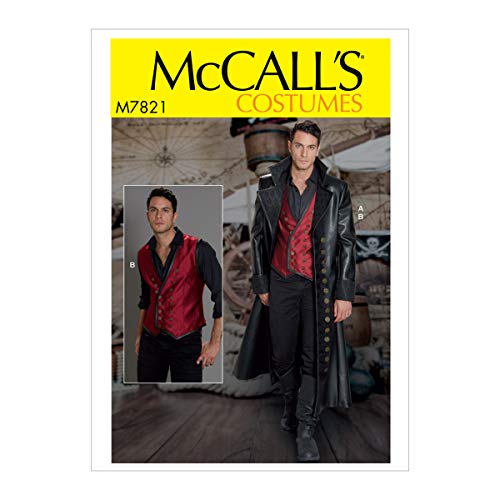 McCall's Patterns M7821MWW MCC 7821 COSTUMES McCall's M7821 MWW Schnittmuster für Herren, breites Revers, Langer Ledermantel und geschnürte Rückenweste, Kostüm, Größe 38–44, Papier, weiß, 38-40-42-44 von McCall's