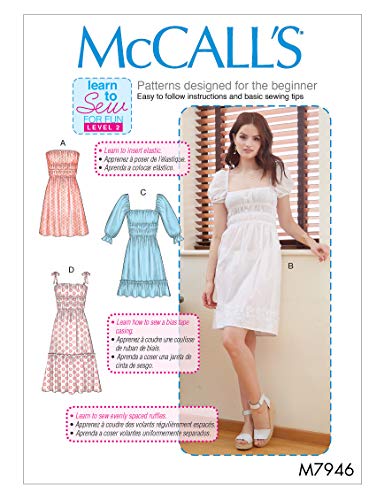 McCall's Patterns McCall's M7946AX5 Learn to Sew Women's Pullover Sleeveless, Short, and Long Sleeve Dress Sewing Patterns, 4-12 Schnittmuster, Papier, weiß, Verschiedene Größen von McCall's Patterns