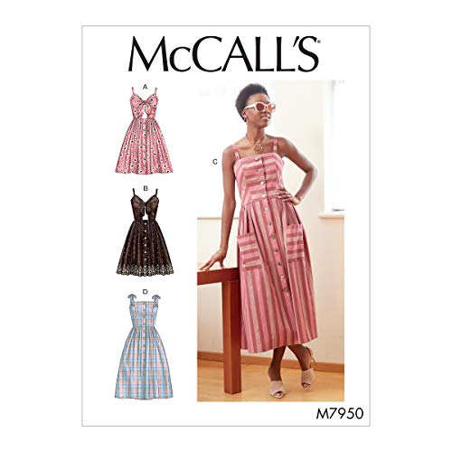 McCall's Patterns McCall's M7950A5 Women's Shoulder Strap Button Up Dress Sewing Patterns, Sizes 6-14 Schnittmuster, Papier, weiß, Verschiedene Größen von McCall's Patterns