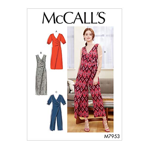 McCall's Patterns McCall's M7953A5 Women's Wrap Dress and Jumpsuit Sewing Patterns, Sizes 6-14 Schnittmuster, Papier, weiß, Verschiedene Größen von McCall's Patterns