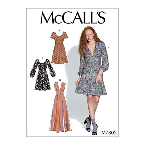 McCall's Women's Open Neckline Dress Sewing Patterns, Sizes 14-22 M7802E5 Schnittmuster für Damenkleid, offener Ausschnitt, Größen 42-50, Papier, Weiß, 14-16-18-20-22 von McCall's