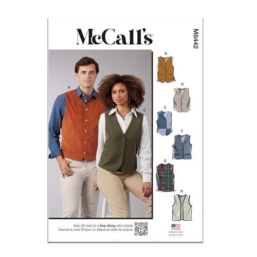 MCCALLS M8442A Damen und Herren gefütterte Westen A (XS-S-M-L-XL) von McCall's