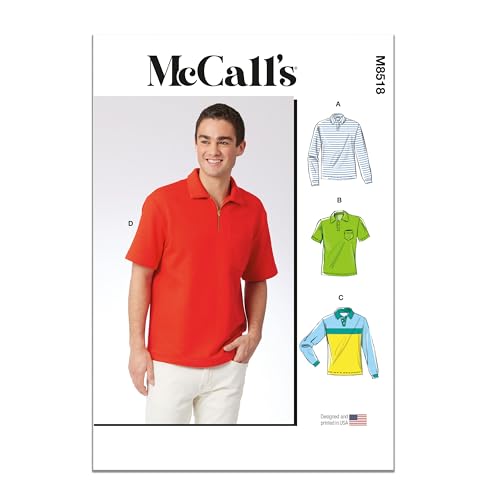 MCCALLS M8518A Schnittmuster für Herren-Polo-Shirts A (S-M-L-XL-XXL) von McCall's