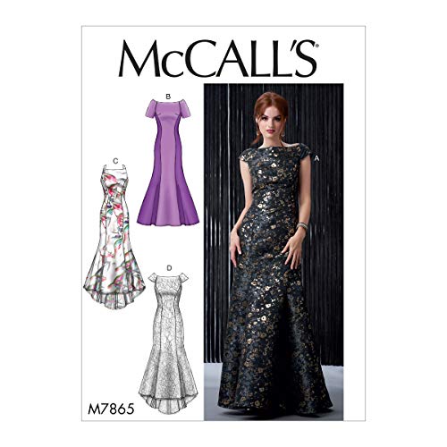 McCall Pattern McCall's M7865E5 Women's Floor-Length Evening Dress Sewing Patterns, Sizes 14-22 Schnittmuster, Chiffon, Charmeuse, Krepp, Georgette, Satin, Seide, Voile, einfarbig, 14-16-18-20-22 von McCall's