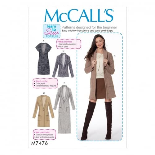 McCall's Damen Schnittmuster 7476 mit Schulter-Weste und Strickjacken von McCall's