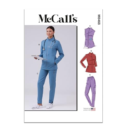 McCall's M8468AA Damenjacke mit Reißverschluss vorne, Weste und Hose mit schmalem Bein Schnittmuster-Paket, Design-Code M8468, Papier, Mehrfarbig, Sizes XS-S-M von McCall's