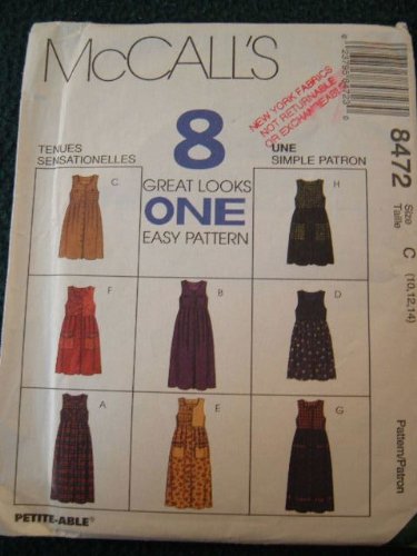 McCall's Misses Jumpers IN Two Lengths Size 10-12-14-8 ONE Easy Pattern - MCCALLS Sewing Pattern #8472 by von McCall's