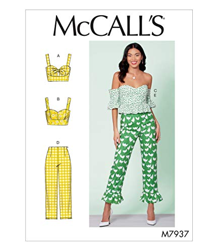 McCall's Patterns McCall's M7937A5 Women's Pants, Crop Tank, and Off-Shoulder Top Sewing Patterns, Sizes 6-14 Schnittmuster, Papier, weiß, Verschiedene Größen von McCall's