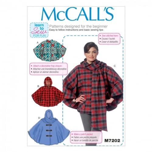 McCall 's Damen Easy Learn To Sew Schnittmuster 7202 Poncho + Gratis Minerva Crafts Craft Guide von McCall's