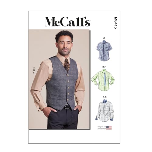 McCall's Schnittmuster-Set für Herren, gefüttert, Weste, Fliege, Krawatte und Hemden, Designcode M8415, Größen XL-XXL-XXXL von McCall's