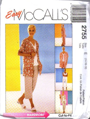 McCall's Sewing Pattern 2755 Misses Unlined Jacket, Dress/Top, Pants/Shorts by von McCall's