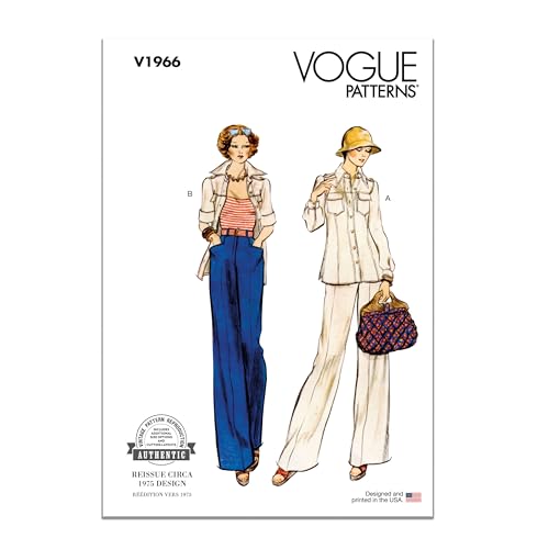 Vogue Schnittmuster-Set, Vintage-Stil 1975, weite Beine, Hose und halb-taillierte Jacke, Design Code V1966, Größen 46-48-50-52-54 von McCall's