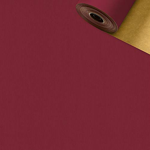 Geschenkpapier Rolle 2-seitig Bordeaux/Gold 50cm x 50m von McDEKO