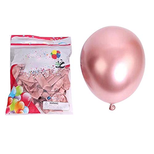 Mcclellanty 50 Stück 10 Metallisch Latex Luftballons Dickes Chrom Hoch Glanz Metall Perl Ballon Globos für Dekor - Rosegold von Mcclellanty