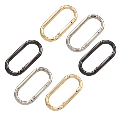 Mcduyant 6 Stück Ring-Clips für Geldbörsenriemen, Geldbörsen-Clips für Handtaschen, Schlüsselclip für Geldbörse, Schlüsselanhänger, Taschenriemen-Clip (Gold, Silber und Schwarz) von Mcduyant