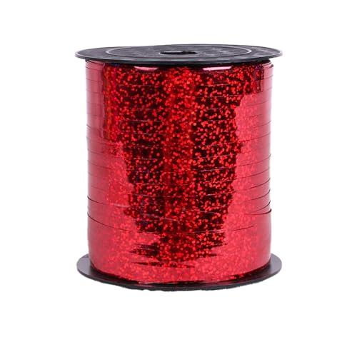 1 Rolle 227 Meter Ringelband, 5 mm Glitzer-Ringelband, rotes Ballonband, glänzende metallische Ballonschnur, Rolle, Geschenkverpackung, Bänder, holografisches Band für Halloween, Hochzeit, Weihnachten von Mcoser