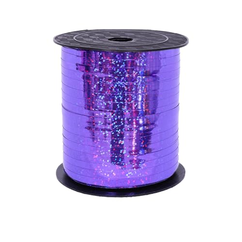 1 Rolle 227 Meter Ringelband, 5 mm Glitzer-Ringelband, violettes Ballonband, glänzende metallische Ballonschnur, Rolle, Geschenkverpackung, Bänder, holografisches Band für Halloween, Hochzeit, von Mcoser