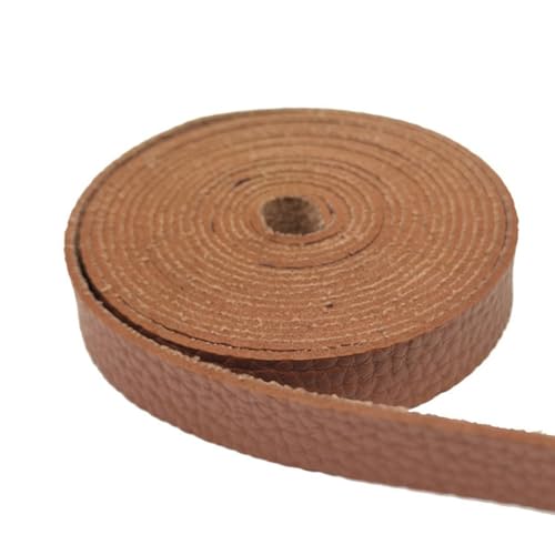 1 Rolle Lederband, 2 cm x 4,5 m, braunes Litschi-Muster, seitliche flache Lederschnur, Lederband für Bastelarbeiten, Kleidung, Taschenherstellung von Mcoser