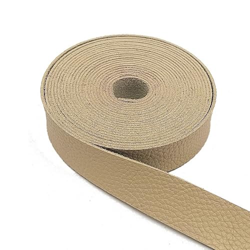 1 Rolle Lederband, 2 cm x 4,5 m, khakifarbenes Litschi-Muster, seitliche flache Lederschnur, Lederband für Bastelarbeiten, Kleidung, Taschenherstellung von Mcoser