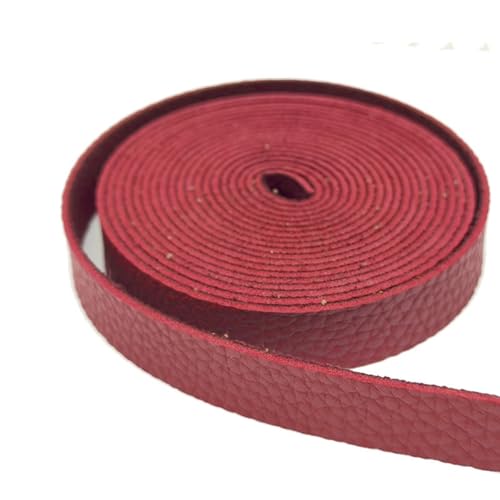 1 Rolle Lederband, 4,5 m x 2,5 cm, einzelner burgunderroter Lederband, seitliche flache Lederschnur, Litschi-Muster, Lederband für Bastelarbeiten, Kleidung, Taschenherstellung von Mcoser