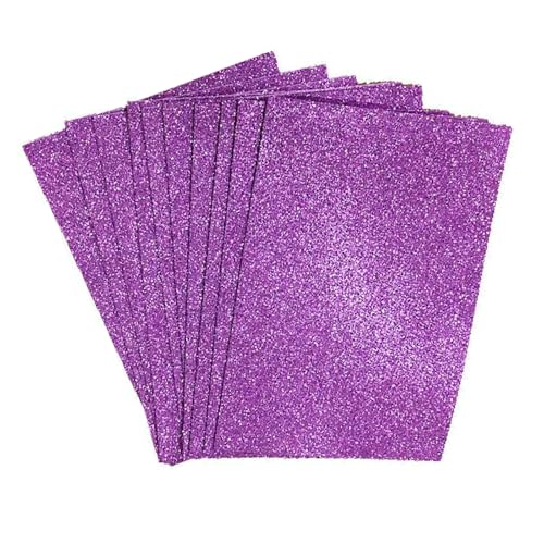 10 x A4-Glitzer-Kartonbögen, violettes Glitzerpapier, fusselfreier Glitzer-Karton, Glitzerpapier für Bastelarbeiten von Mcoser