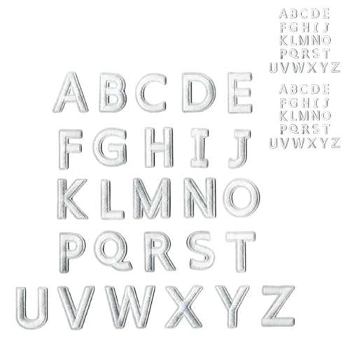 2 Aufnäher, Buchstaben-Aufnäher, 3,2 x 3,7 cm, Alphabet-Aufnäher, weiße Alphabet-Aufnäher, A-Z, Buchstaben-Applikation für Kleidung (52 Stück) von Mcoser