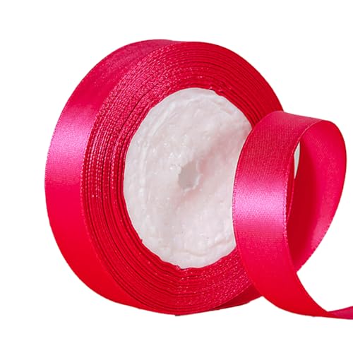 22 m langes Satinband, Polyester-Satinband, Rosenrotes Satinband, Geschenkband, 2 cm Ballonband, Geschenkverpackung, Bänder, Polyesterband für Halloween, Hochzeit, Weihnachten, DIY, Blumensträuße, von Mcoser