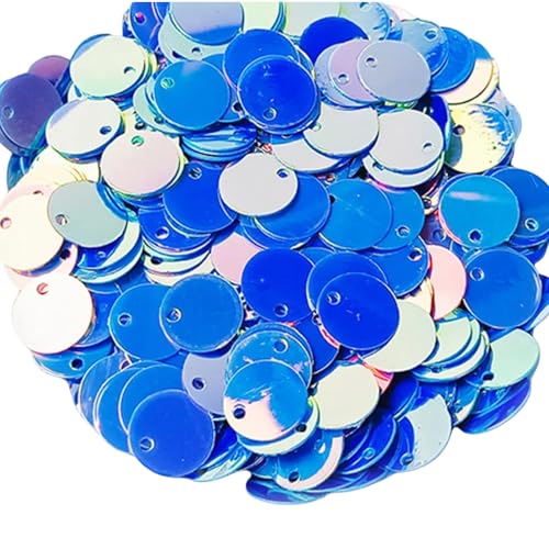 40 g blaue Pailletten, flache runde Pailletten, glänzende, weiße, runde Pailletten, 10 mm PVC-Pailletten mit Loch zum Nähen, Basteln von Mcoser