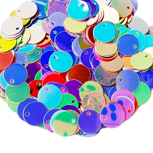 40 g farbige Pailletten, flache runde Pailletten, glänzende, weiße, runde Pailletten, 10 mm große PVC-Pailletten mit Loch zum Nähen, Basteln von Mcoser