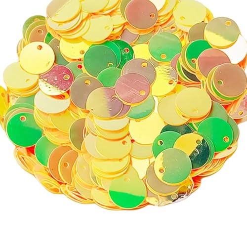 40 g goldene Pailletten, flache runde Pailletten, glänzende, weiße, runde Pailletten, 10 mm große PVC-Pailletten mit Loch zum Nähen, Basteln von Mcoser