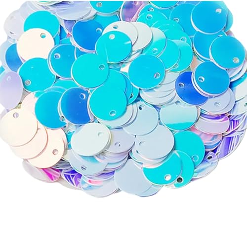 40 g weiße Pailletten, flache runde Pailletten, glänzende weiße runde Pailletten, 10 mm große PVC-Pailletten mit Loch zum Nähen, Basteln von Mcoser