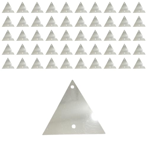 50 Stück PVC-Dreieck-Pailletten, Silber, flache Dreieckspailletten, 5 mm, dreieckige Spiegelperlen für Bastelarbeiten, Dekoration von Mcoser