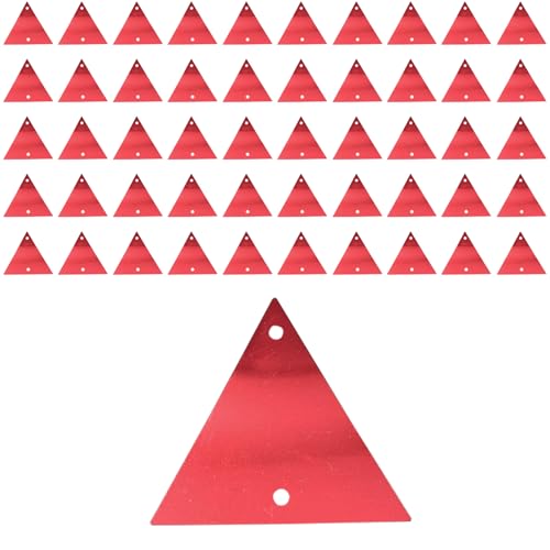 50 Stück PVC-Dreieck-Pailletten, rot, flache Dreieckspailletten, 5 mm, dreieckige Spiegelperlen für Bastelarbeiten, Dekoration von Mcoser