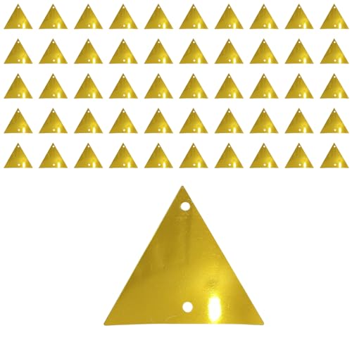 50 Stück PVC-Dreieckspailletten, Gold, flache Dreieckspailletten, 5 mm, dreieckige Spiegelperlen für Bastelarbeiten, Dekoration von Mcoser