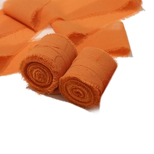 Chiffon-Fransenband, handgefertigt, 4 cm x 5 m, Orange, 2 Rollen von Mcoser