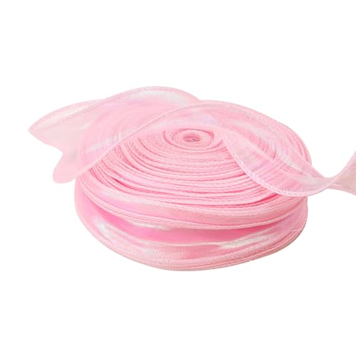 Pinkes Organzaband, schillerndes Organzaband, 4 cm x 45,7 m, Organza-Geschenkband, durchsichtiges Organza-Chiffonband für Blumensträuße, Geschenkverpackungen von Mcoser