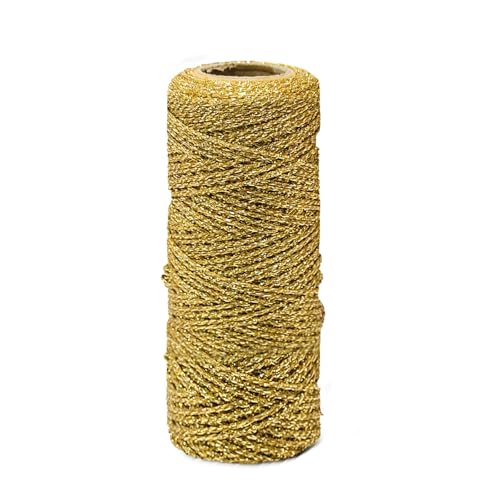 1 MM Kordel Gold, 100M Geschenkband Gold Garn Schnur zum Basteln, Nicht Elastisch Kordelband Schnur, Goldfaden für Weihnachten Hochzeit Dekoration, Geschenkpapier, Handwerk von MeYuxg