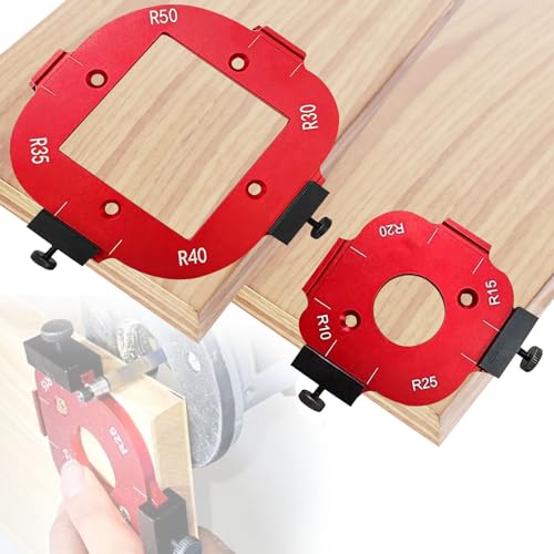 2 Stück Frässchablone Oberfräse, 4-in-1 Oberfräse Schablone, Radius Schablone, Frässchablone R10 R15 R20 R25 R30 R35 R40 R50, Corner Radius Routing Templates für Holzbearbeitung DIY von MeYuxg