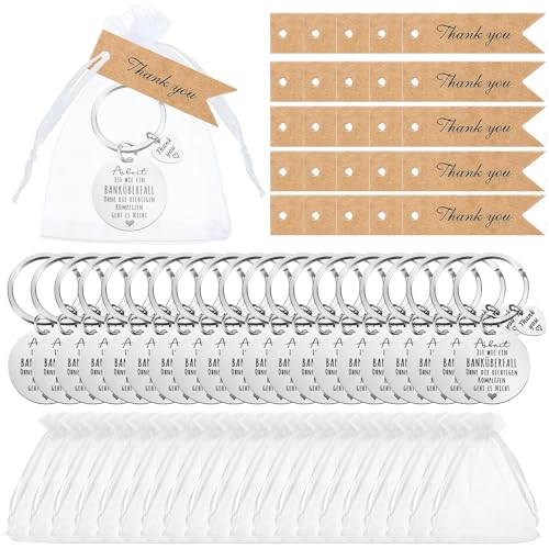 20 Sets Dankeschön Geschenke, Abschiedsgeschenk Kollegen, 20 Stück Schlüsselanhänger für Kollegen, 20 Stück Organzasäckchen, 20 Stück Vielen Dank Geschenkanhänger, für Kollegin Mitarbeiter Lehrer von MeYuxg