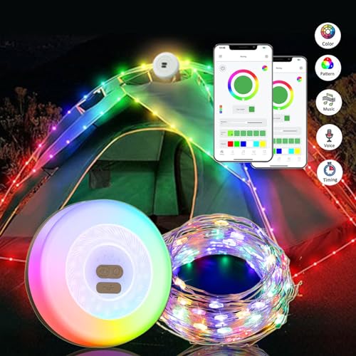 MeYuxg Camping Lichterkette Aufrollbar, USB Lichterkette Camping, 7M Lichterkette Outdoor, 8 Beleuchtungsmodi, Tragbare Campingleuchte, Wasserdichtes Led Camping Lampe Akku Aufladbar von MeYuxg