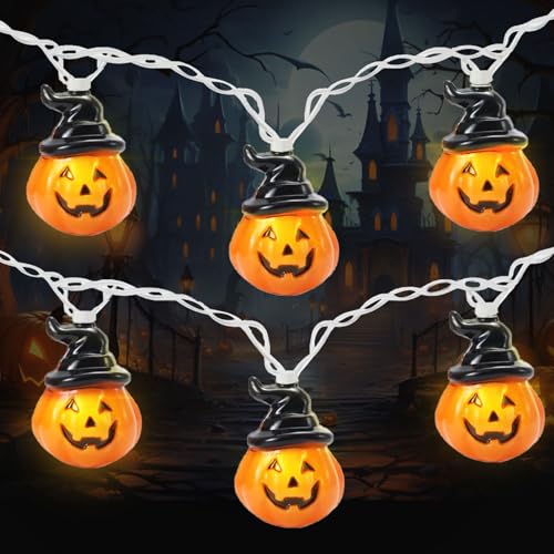 MeYuxg Kürbis Licht, Halloween Lichterkette 20 LEDs 3m Halloween Deko Indoor, Lichterkette Außen Batterie Pumpkin Kürbis Lichterkette Party, Innen, Tür, Kinderzimmer, Haus von MeYuxg