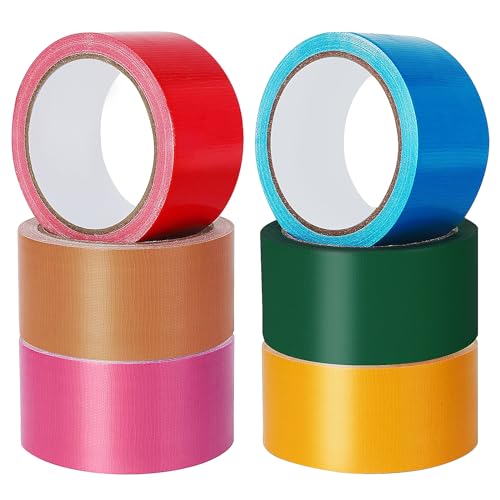 MeYuxg 48mm x10 m Panzertape, Gaffa tape, Gewebeklebeband, Wasserfestes klebeband, Für Wartung Industrie Vielseitig Einsetzbar panzertape 6 Rollen (Enthalten Blau Lila Gelb Grün Orange Rot (DT506) von MeYuxg