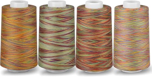 NäHgarn für nähmaschine, Polyester Irisierend NäHgarn Set FüR, Regenbogen 4 Bunt Zwirn ReißFest NäHmaschinengarn Thread NäHfaden Overlock Garn von MeYuxg