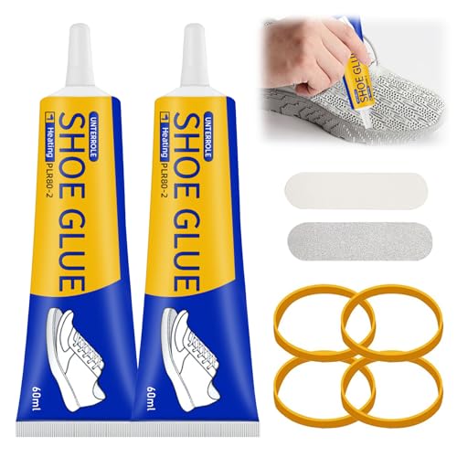 2 Stück Schuhkleber Extra Stark Wasserfest, 60ML Langsam Trocknender Transparenter Schuhsohlen Kleber, Professioneller Schuh Kleber Zum Reparieren Von Getragenen Schuhen, Stiefeln, Leder von Meanju