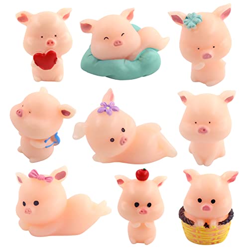 Meanju 9 Stück Glücksschweinchen Rosa,Glücksschweinchen Figuren,Glücksbringer Kleine Figuren,Mini Schweine,Glücksschweine Glück,Schwein Miniatur,Geschenke Dekoration,für Silvester Neujahr,Geburtstag von Meanju