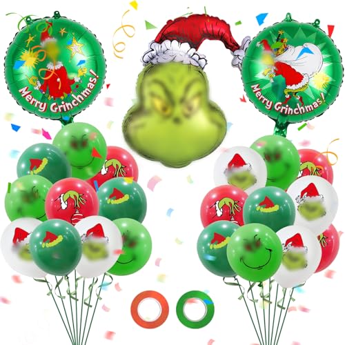 23 Stück Weihnachten Luftballons, Merry Christmas Ballons, Folienballon Weihnachten, Weihnachten Party Deko, Weihnachts Neujahrsparty Deko Luftballons von Meanju