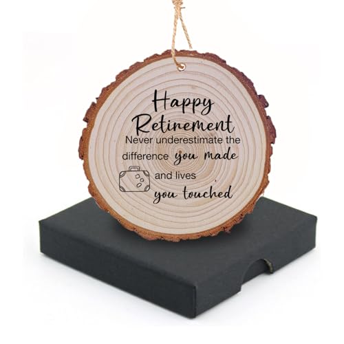 Rustikale Holzscheiben, 7,6 cm - 8,4 cm, Holzscheibe "Happy Retirement", natürliche Holzkreise zum Aufhängen, dekorative Holzornamente, Geschenk für den Ruhestand von Mearafois