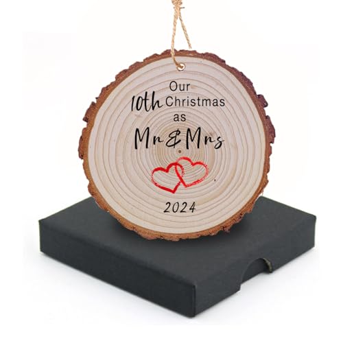 Rustikale Holzscheiben, 7,6 cm - 8,4 cm, Holzscheibe unseres 10. Weihnachtsgeschenks, natürliche Holzkreise zum Aufhängen, dekorative Holzornamente, Geschenk für Weihnachten von Mearafois