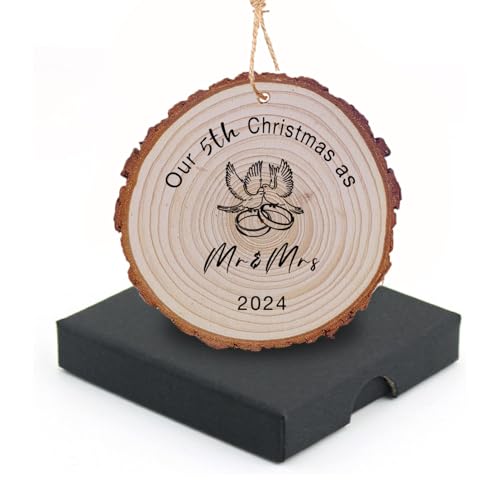 Rustikale Holzscheiben, 7,6 cm - 8,4 cm, Holzscheibe unseres 5. Weihnachtsgeschenks, natürliche Holzkreise zum Aufhängen, dekorative Holzornamente, Geschenk für Liebhaber von Mearafois